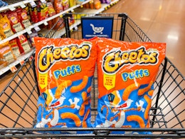cheetos snacks in shopping cart