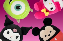 Mike Wazowski, Mickey Mouse, and Sanrio squishmallows