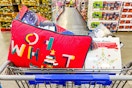 christmas items in a cart