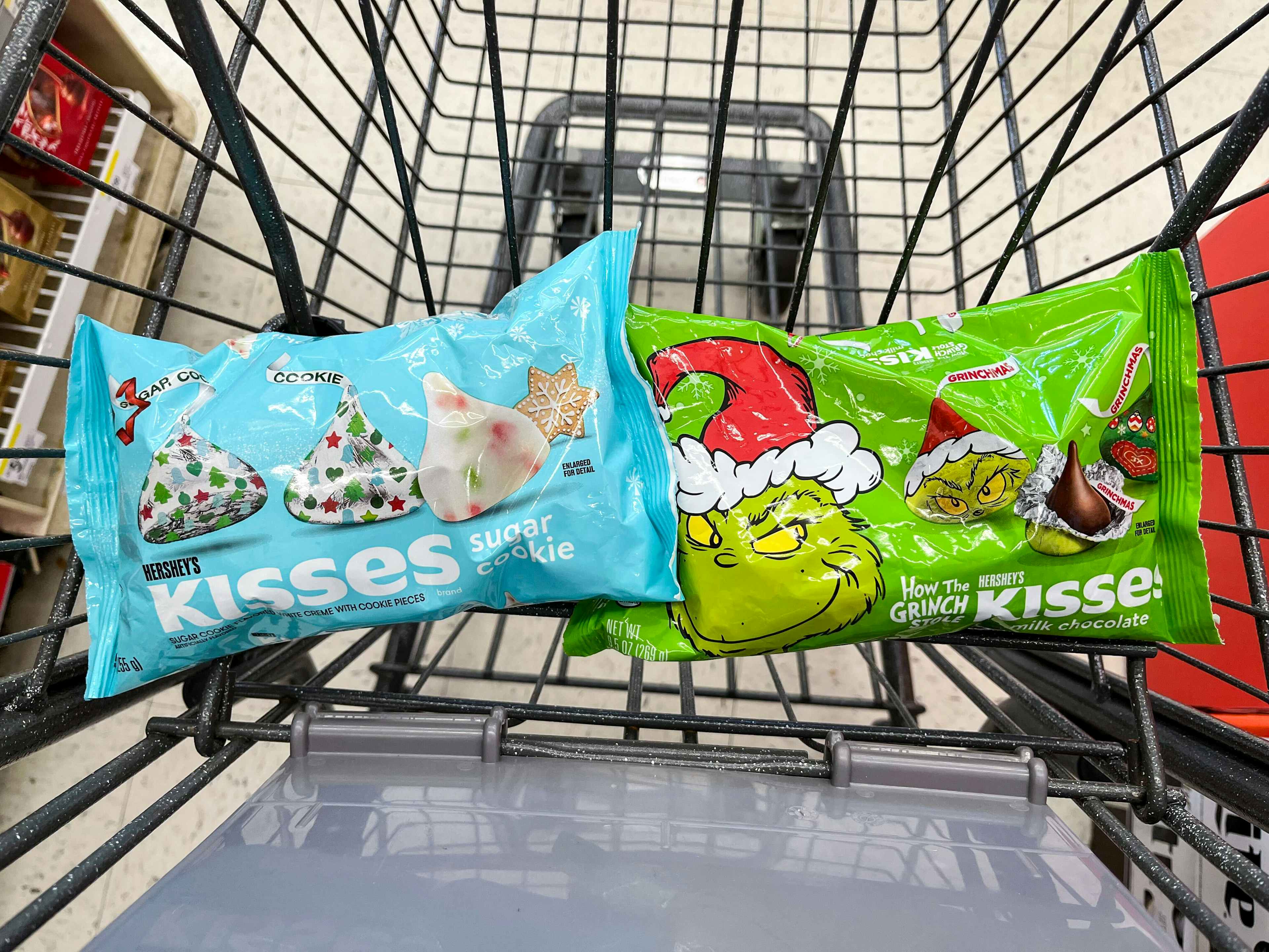 two bags of kisses in shopping cart