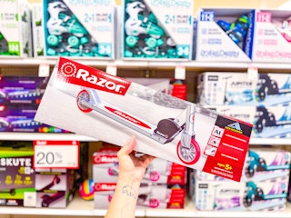 red and silver Razor scooter