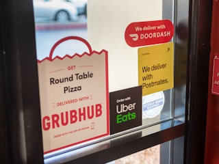 food delivery signs on window