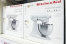 KitchenAid stand mixer in boxes on a store shelf 