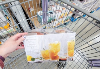 acrylic drinkware set in a cart