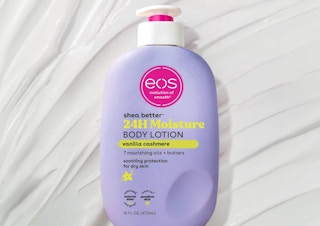 a purple bottle of lotion
