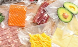 food seeled into vacuum sealer bags