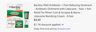 Bactine Amazon receipt