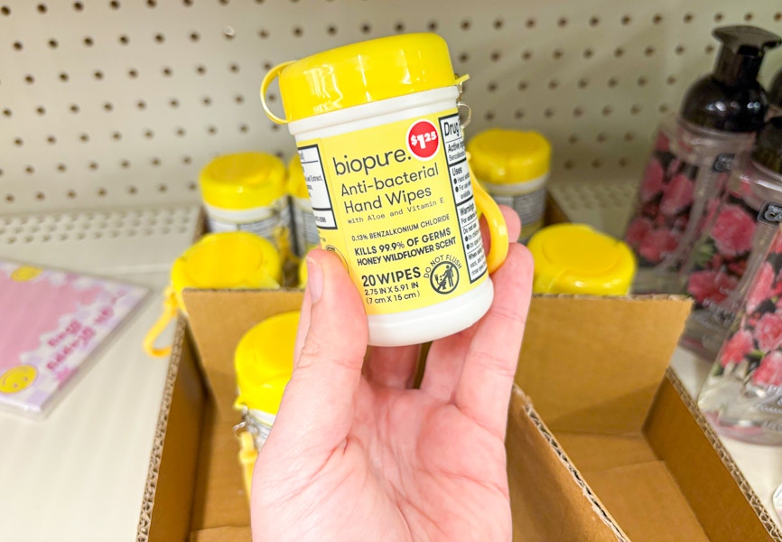 dollar tree b pure hand wipes keychain