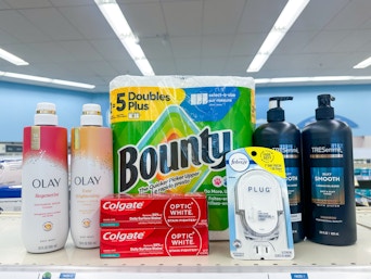 olay bounty colgate febreze tresemme on walgreens shelf