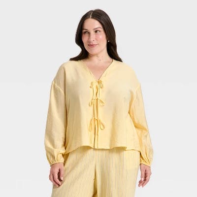 A New Day Women's Tie-Front Blouse