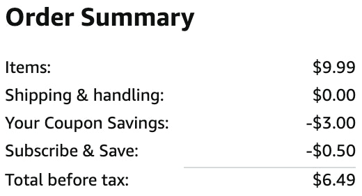 an amazon order summary ending in $6.49