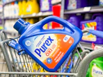 Purex Laundry Detergent tilted in Walmart shopping cart
