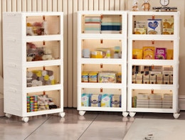 4-tier storage containers with items inside