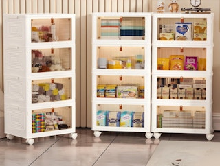 4-tier storage containers with items inside