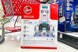 Hoover Smartwash Automatic Carpet Cleaner in aisle of store