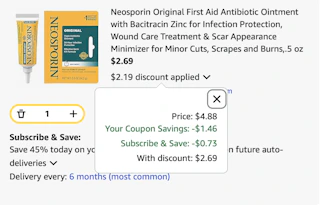 Neosporin Amazon receipt
