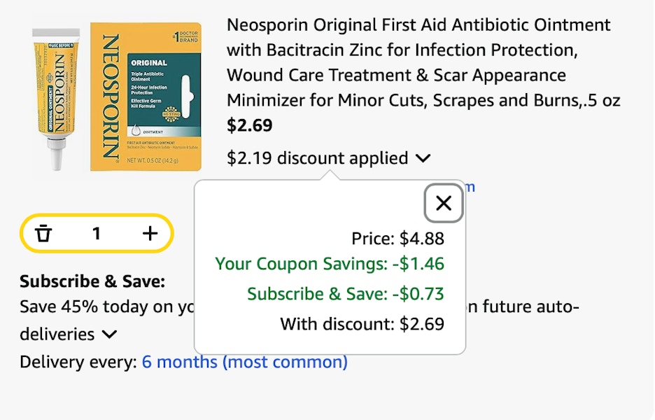 Neosporin Amazon receipt