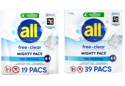 2 All Mighty Pacs Laundry Detergent Pacs