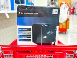 Kenmore Retro Mini Fridge sitting on a target cart