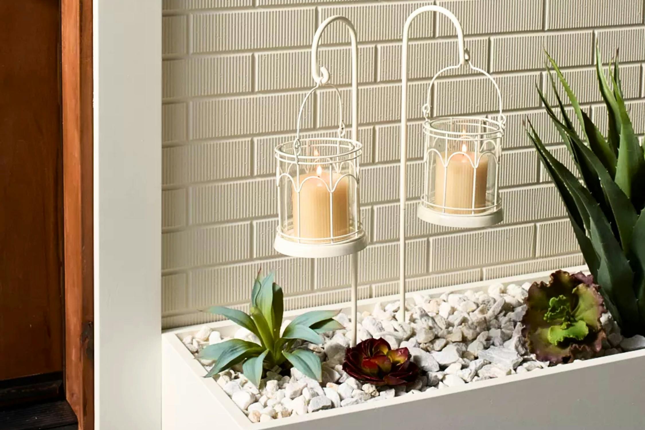 Lifestyle image of Magnolia (Hearth & Hand) Outdoor Stake Candle Lanterns
