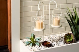 Lifestyle image of Magnolia (Hearth & Hand) Outdoor Stake Candle Lanterns