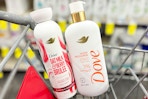 dove premium body washes in a cart