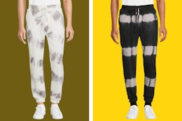 2 tie dye colors of the No Boundaries adult sweatpants (all gender)