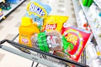 meijer groceries in a shopping cart
