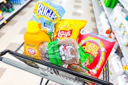 meijer groceries in a shopping cart