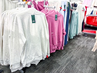 wild fable women's hoodies sitting on a target shelf