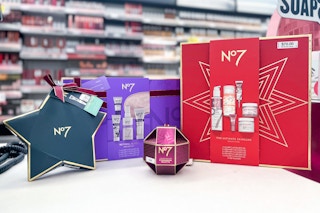 selection of no7 gift sets on a table