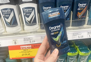 hand holding degree men's deodorant at meijer