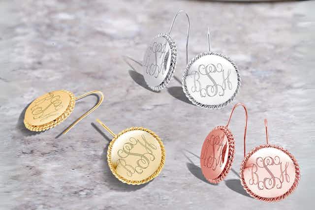 Get a Pair of Personalized Monogrammed Earrings for $5.99 Shipped card image