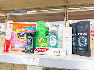 gain tide downy dove colgate axe items on walgreens shelf