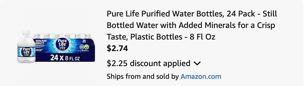 Pure life Amazon receipt