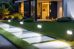 Outdoor Solar Street Light 4-Pack, $15 on Amazon card image