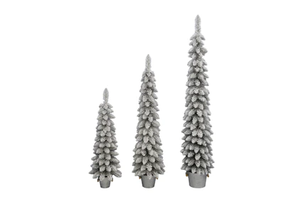 Holiday Time Flocked Pine Trees