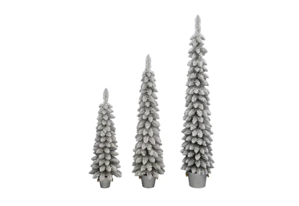 Holiday Time Flocked Pine Trees