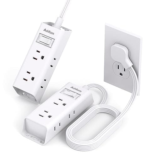 Flat Plug Power Strip 2-Pack