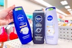 nivea body washes on a store shelf