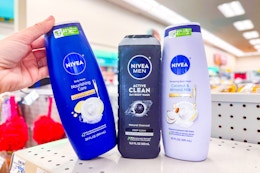 nivea body washes on a store shelf