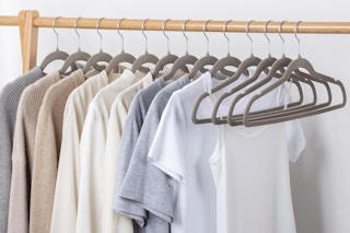 clothing hung on velvet hangers