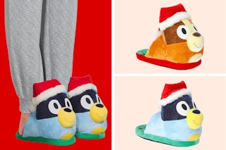 Kids, toddlers, and women's slippers of Chili, Bandit, and Bluey/Bingo