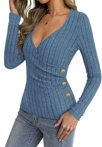 BTFBM Women's Wrap V-Neck Sweater