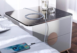 chargers on bedside table