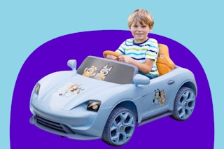 bluey ride on car stock image collage