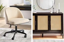 rolling chair and cabinet