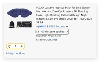 sleep eye mask in cart