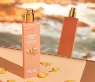 A bottle of Pacifica perfume in the scent tomboy vibes.