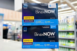 two boxes with binaxnow covid tests